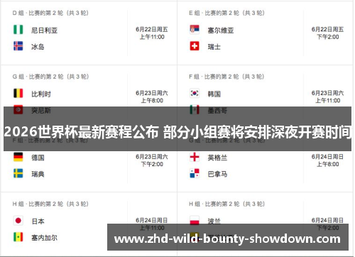 2026世界杯最新赛程公布 部分小组赛将安排深夜开赛时间